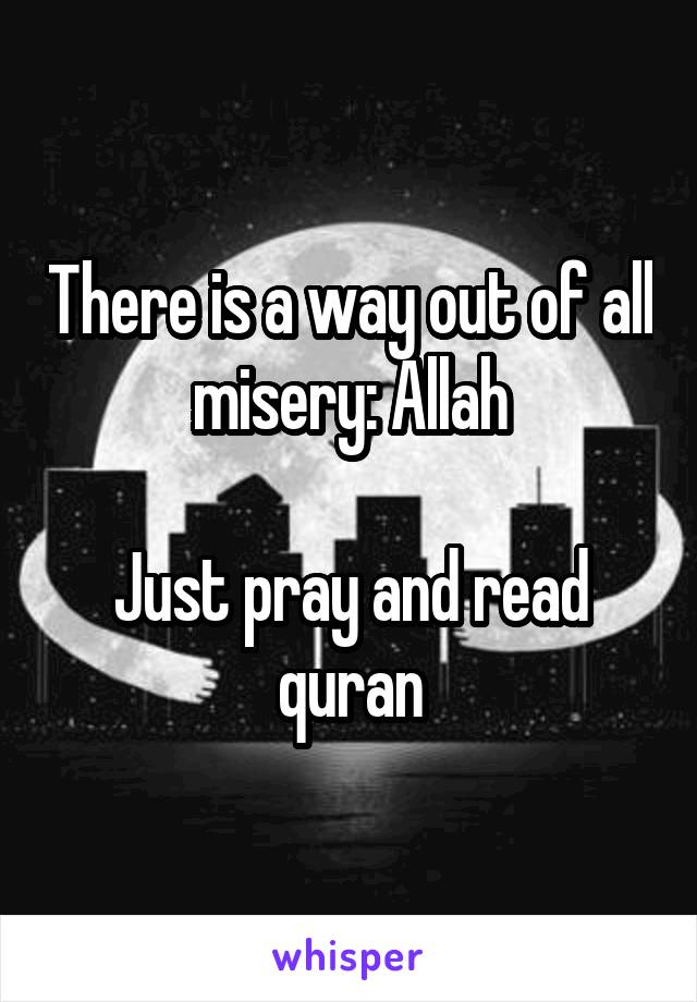 There is a way out of all misery: Allah

Just pray and read quran