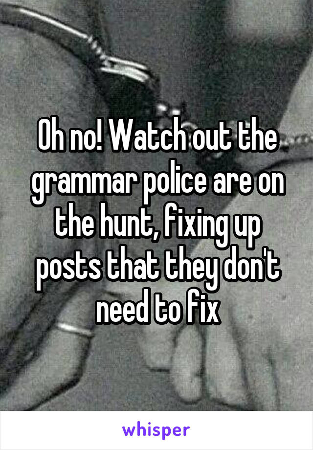 Oh no! Watch out the grammar police are on the hunt, fixing up posts that they don't need to fix