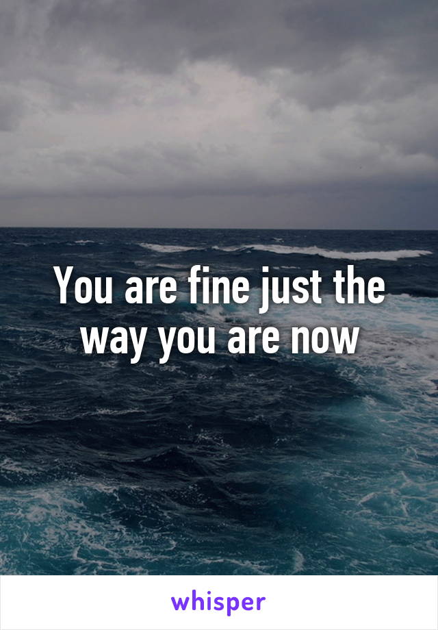 You are fine just the way you are now