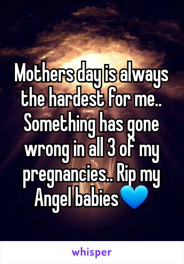 Mothers day is always the hardest for me.. Something has gone wrong in all 3 of my pregnancies.. Rip my Angel babies💙