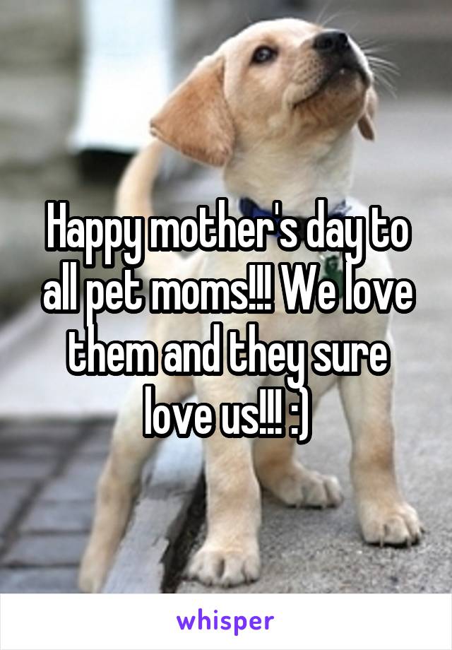 Happy mother's day to all pet moms!!! We love them and they sure love us!!! :)