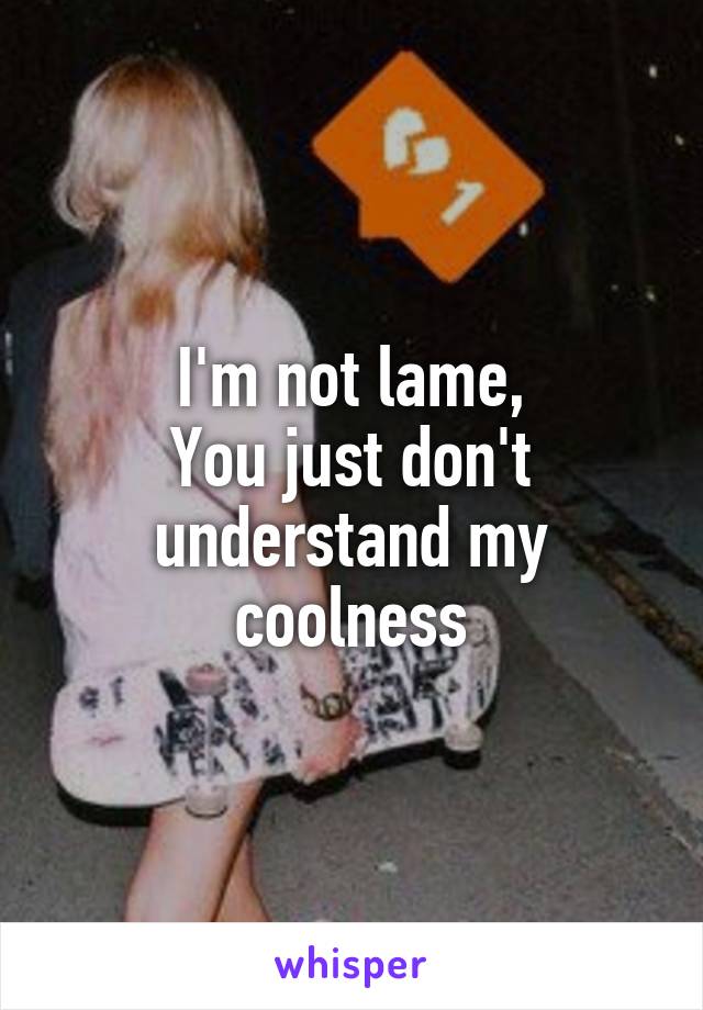 I'm not lame,
You just don't understand my coolness