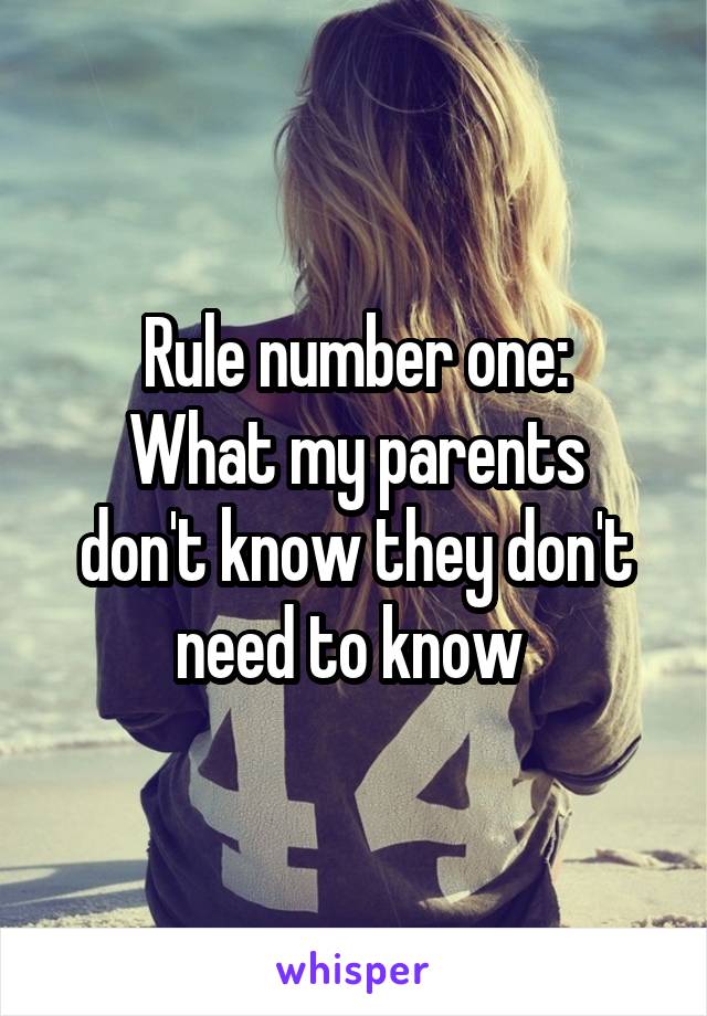 Rule number one:
What my parents don't know they don't need to know 