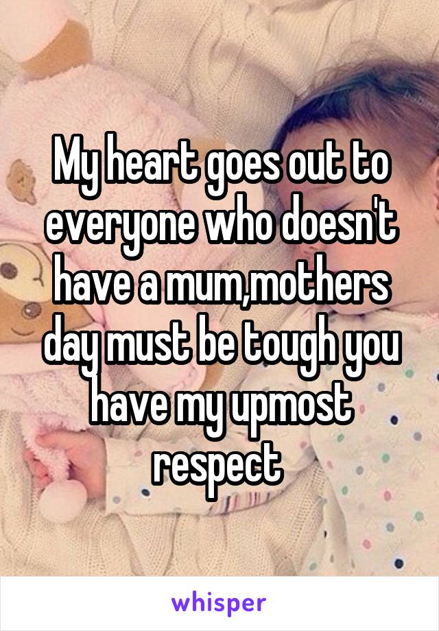 My heart goes out to everyone who doesn't have a mum,mothers day must be tough you have my upmost respect 