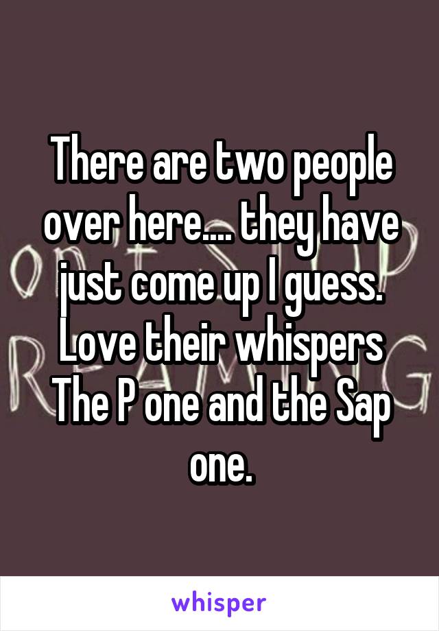 There are two people over here.... they have just come up I guess.
Love their whispers
The P one and the Sap one.