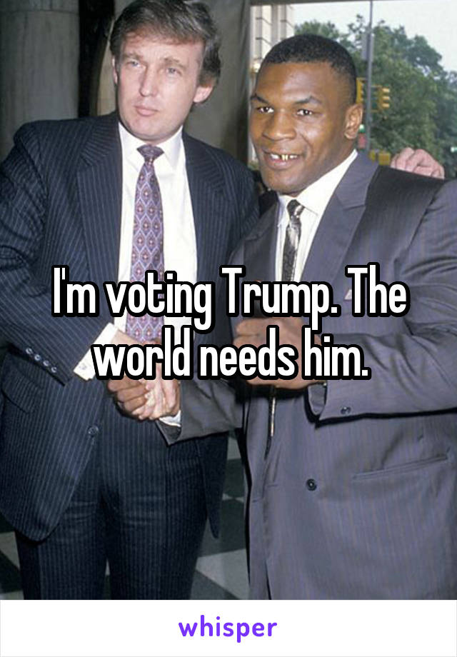 I'm voting Trump. The world needs him.