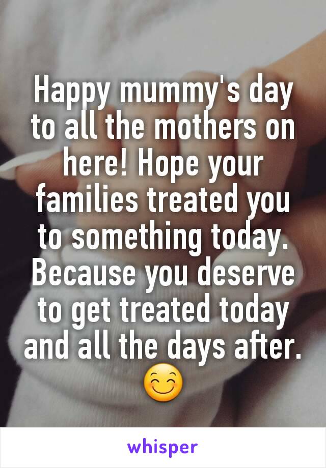 Happy mummy's day to all the mothers on here! Hope your families treated you to something today. Because you deserve to get treated today and all the days after.
😊