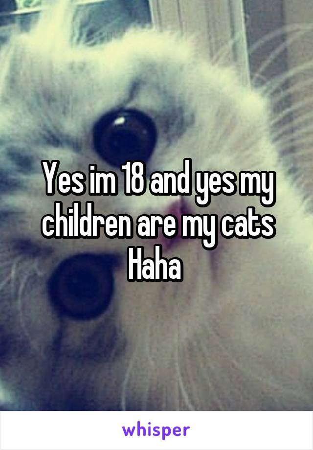 Yes im 18 and yes my children are my cats Haha 