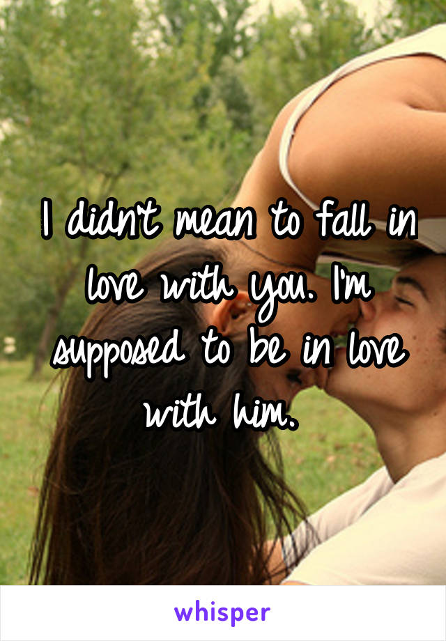 I didn't mean to fall in love with you. I'm supposed to be in love with him. 