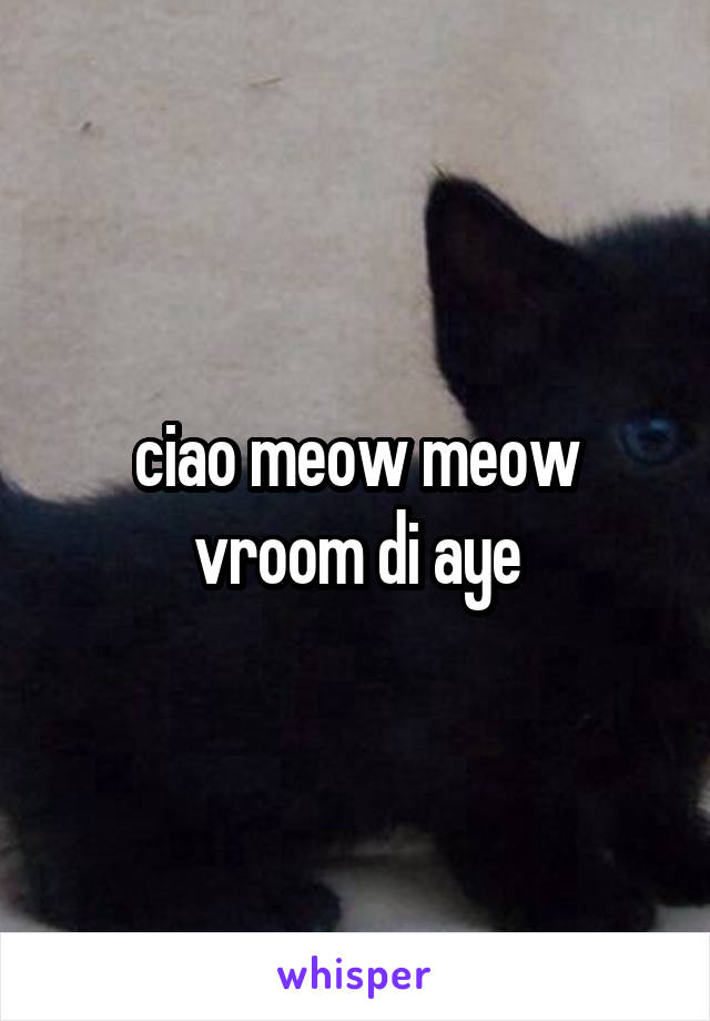 ciao meow meow vroom di aye