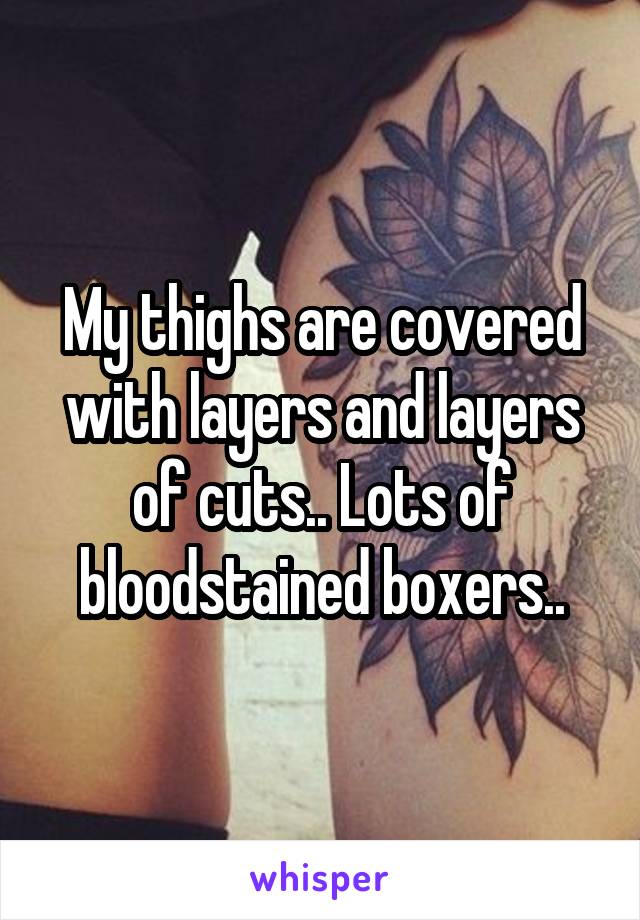 My thighs are covered with layers and layers of cuts.. Lots of bloodstained boxers..