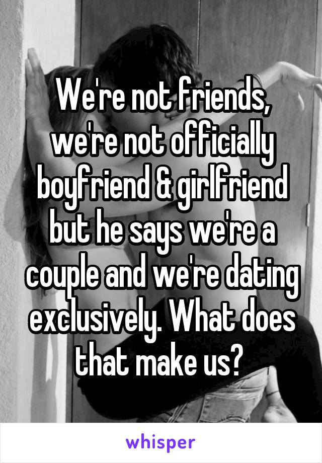 We're not friends, we're not officially boyfriend & girlfriend but he says we're a couple and we're dating exclusively. What does that make us? 