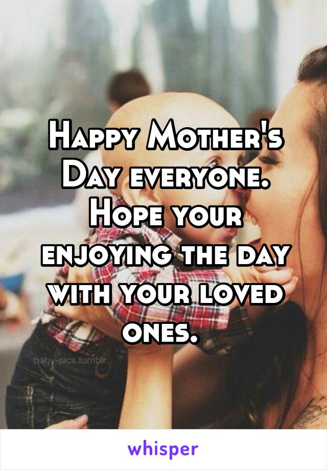 Happy Mother's Day everyone. Hope your enjoying the day with your loved ones. 