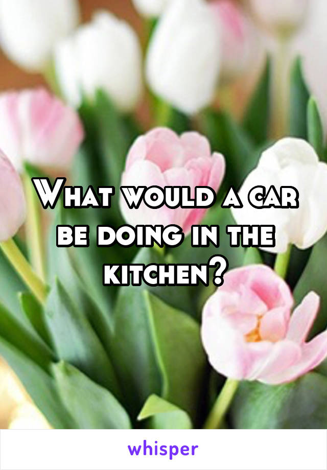 What would a car be doing in the kitchen?