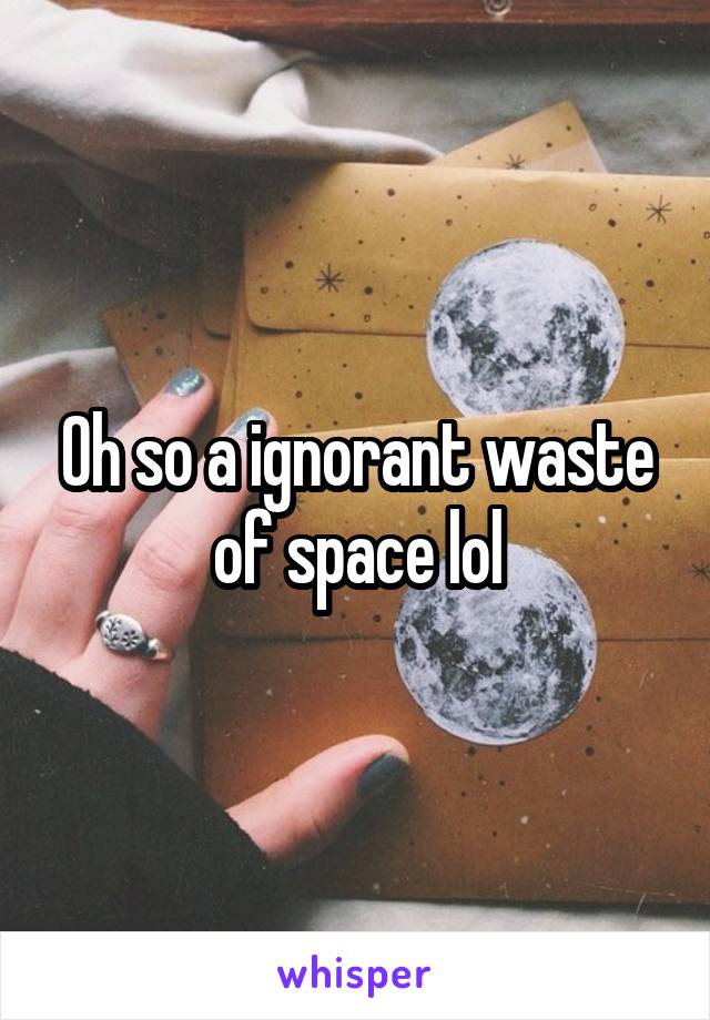 Oh so a ignorant waste of space lol