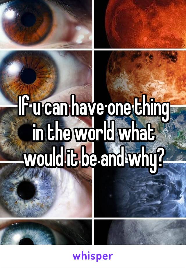 If u can have one thing in the world what would it be and why?