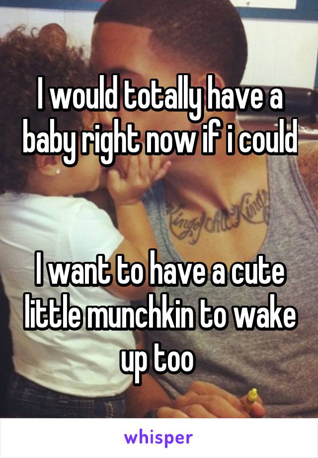 I would totally have a baby right now if i could 

I want to have a cute little munchkin to wake up too 