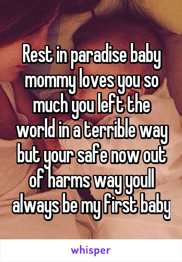 Rest in paradise baby mommy loves you so much you left the world in a terrible way but your safe now out of harms way youll always be my first baby