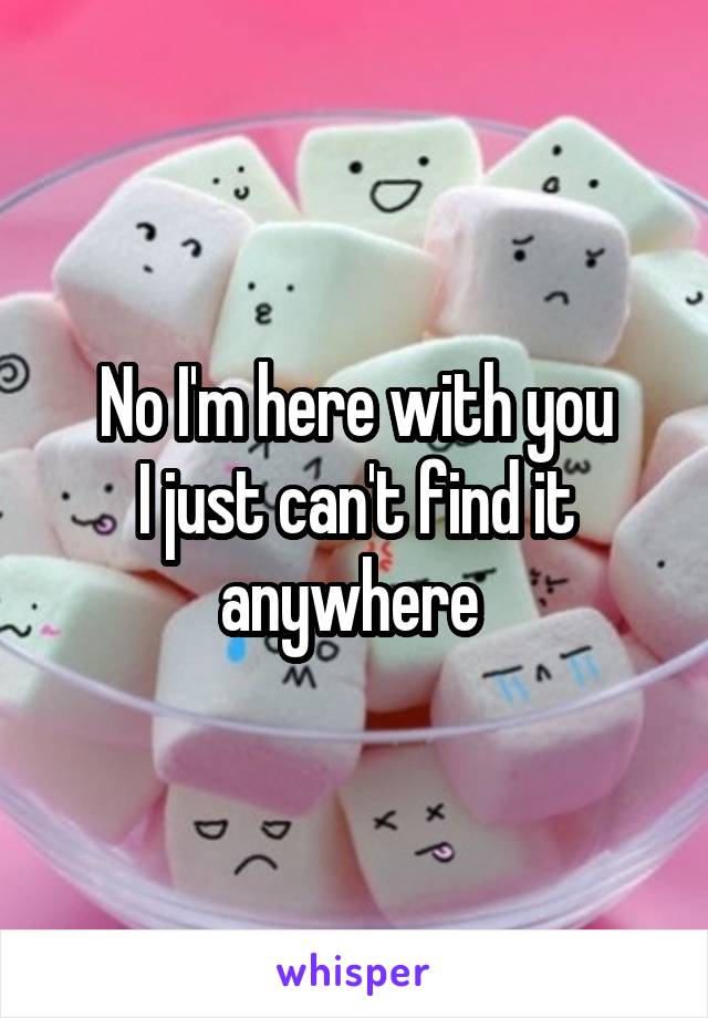 No I'm here with you
I just can't find it anywhere 