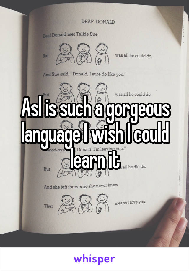 Asl is such a gorgeous language I wish I could learn it