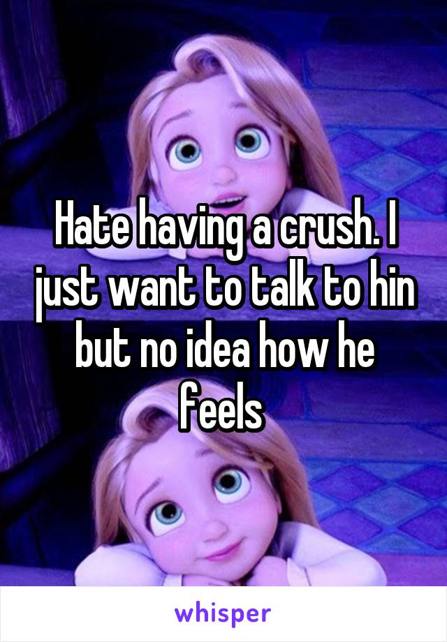 Hate having a crush. I just want to talk to hin but no idea how he feels 