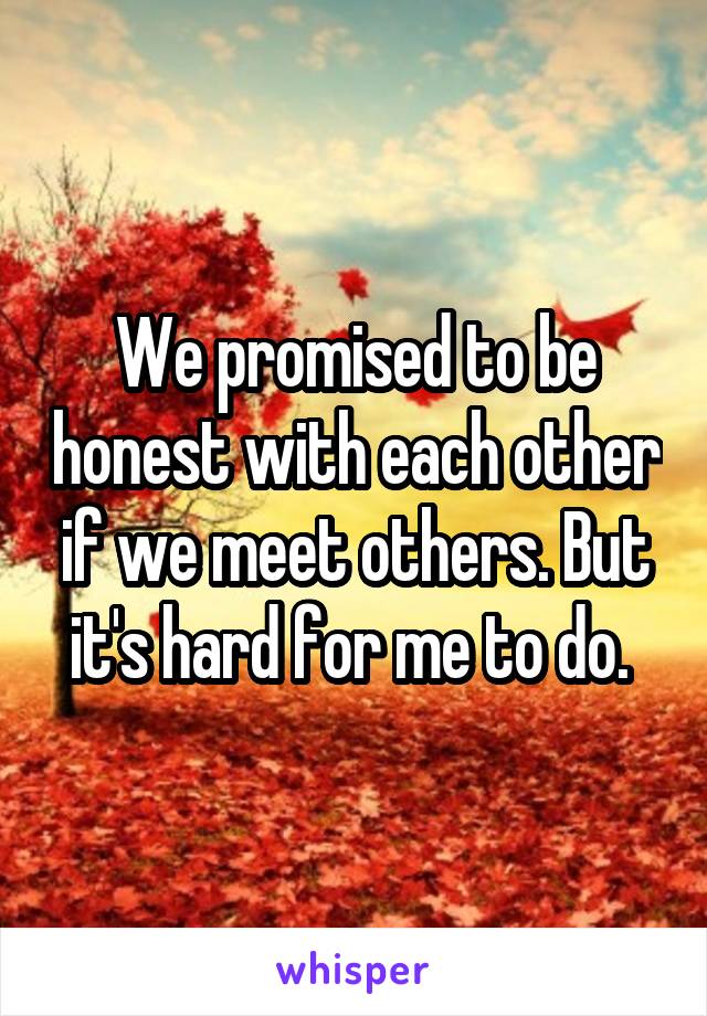 We promised to be honest with each other if we meet others. But it's hard for me to do. 