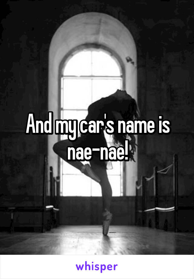 And my car's name is nae-nae!