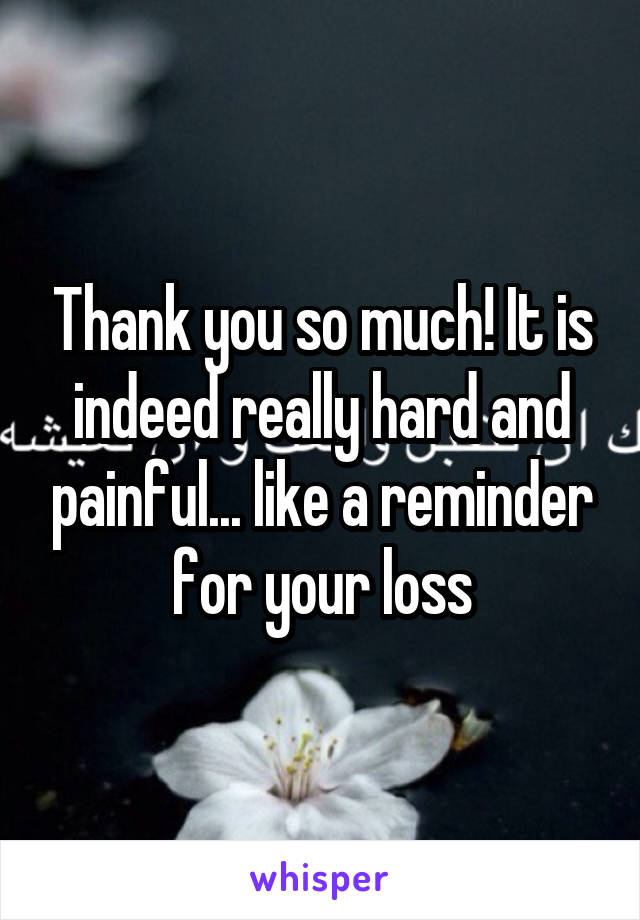 Thank you so much! It is indeed really hard and painful... like a reminder for your loss