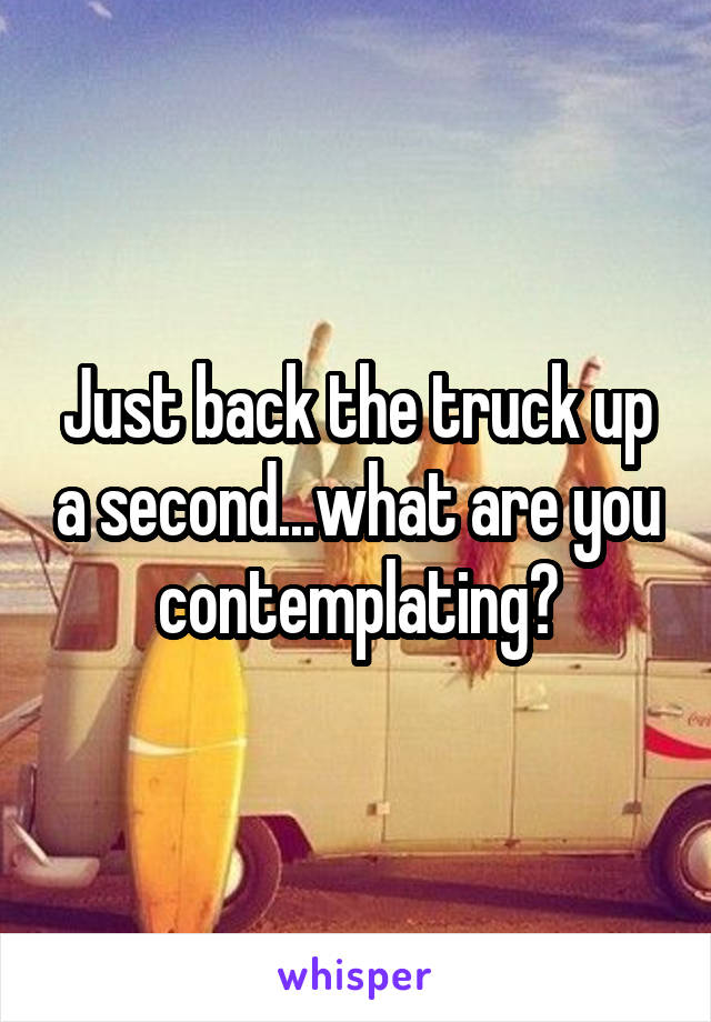 Just back the truck up a second...what are you contemplating?