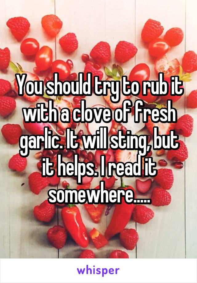 You should try to rub it with a clove of fresh garlic. It will sting, but it helps. I read it somewhere.....