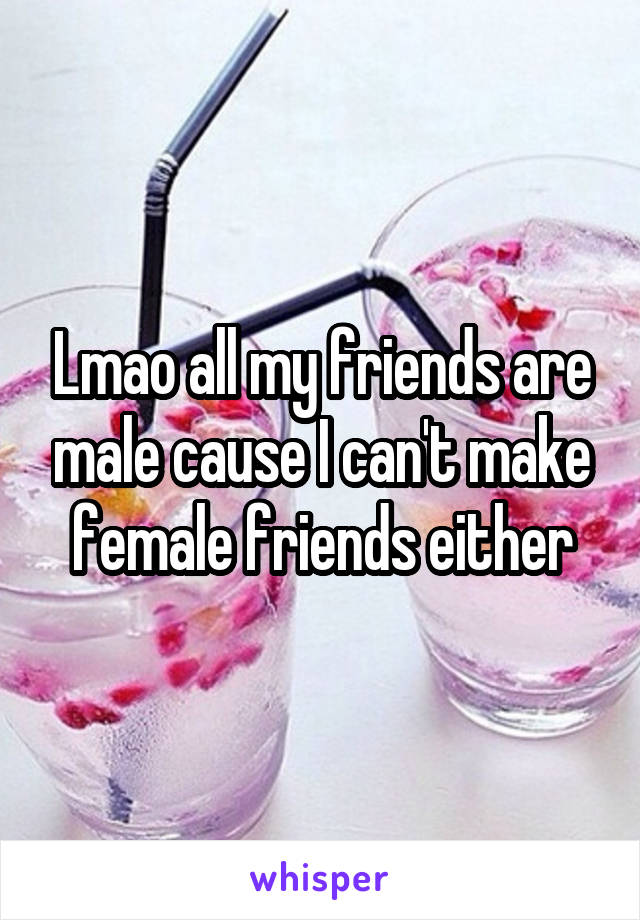 Lmao all my friends are male cause I can't make female friends either