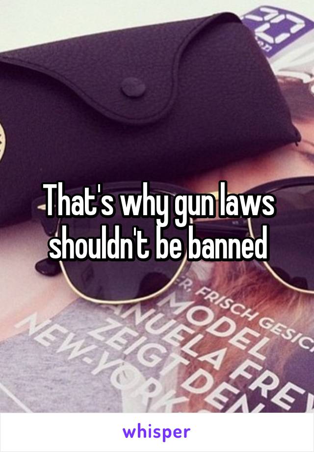 That's why gun laws shouldn't be banned