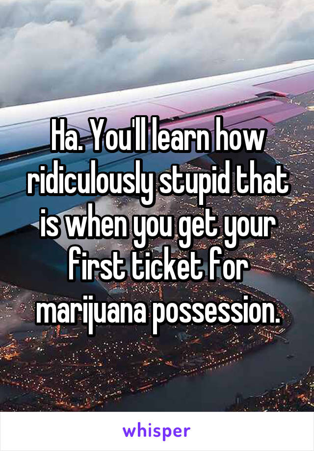 Ha. You'll learn how ridiculously stupid that is when you get your first ticket for marijuana possession.