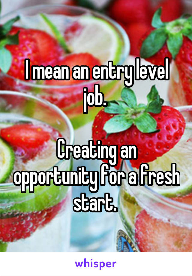 I mean an entry level job. 

Creating an opportunity for a fresh start. 