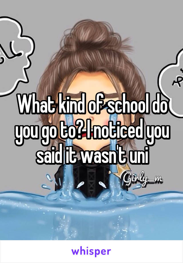 What kind of school do you go to? I noticed you said it wasn't uni