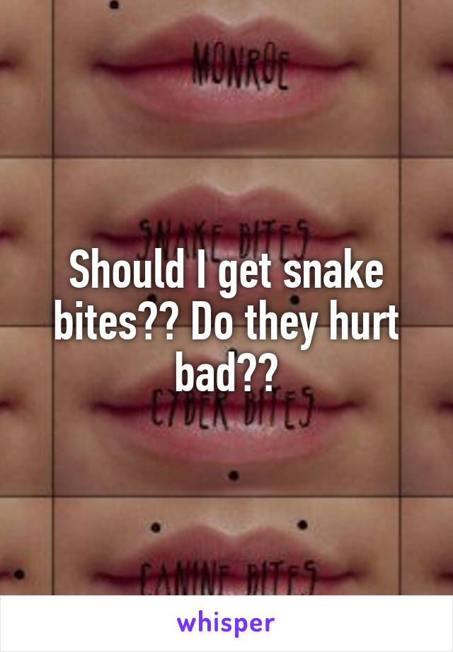 Should I get snake bites?? Do they hurt bad??