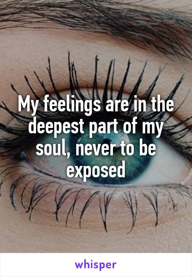 My feelings are in the deepest part of my soul, never to be exposed