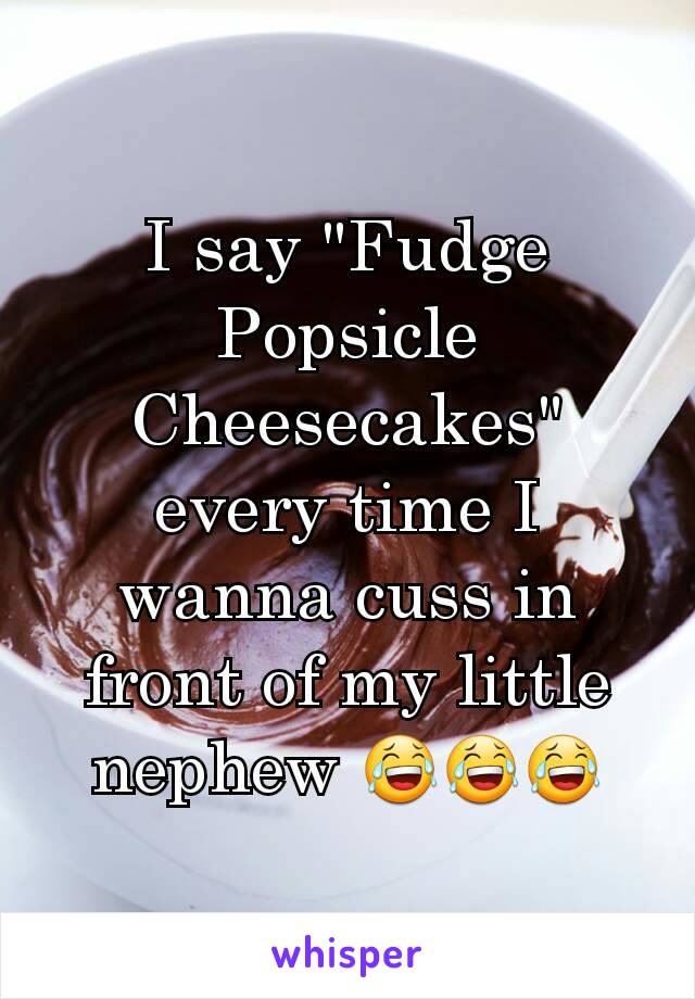 I say "Fudge Popsicle Cheesecakes" every time I wanna cuss in front of my little nephew 😂😂😂