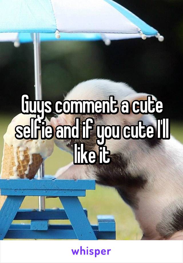 Guys comment a cute selfie and if you cute I'll like it