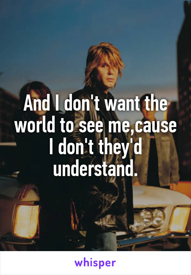 And I don't want the world to see me,cause I don't they'd understand.