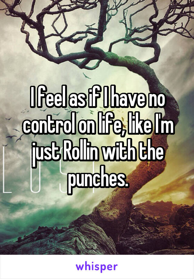 I feel as if I have no control on life, like I'm just Rollin with the punches.