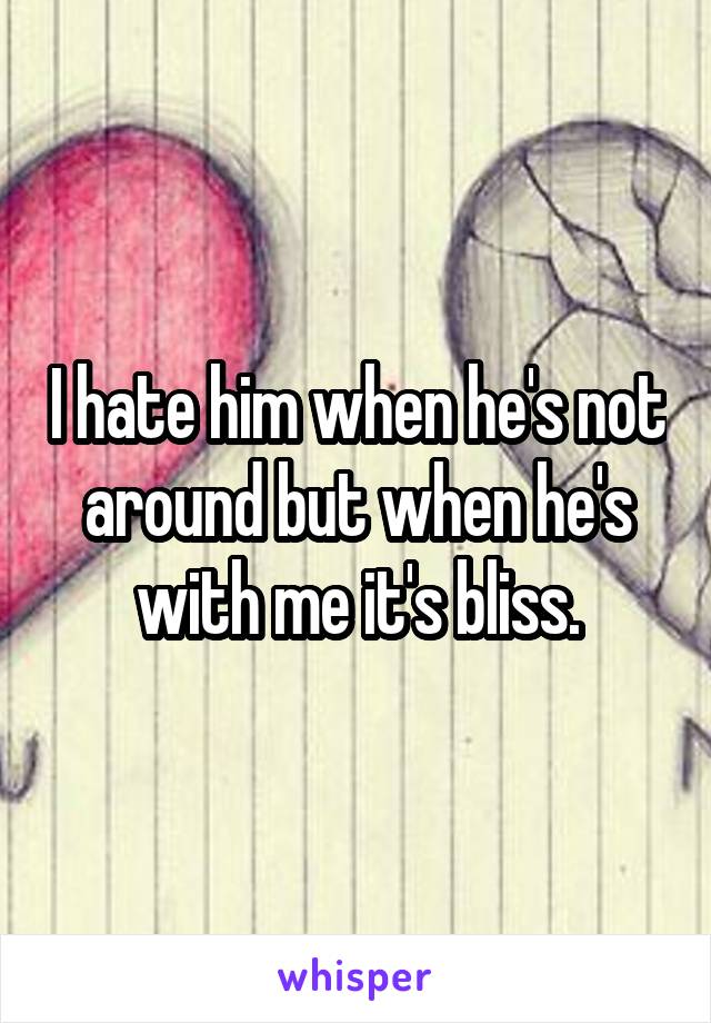 I hate him when he's not around but when he's with me it's bliss.