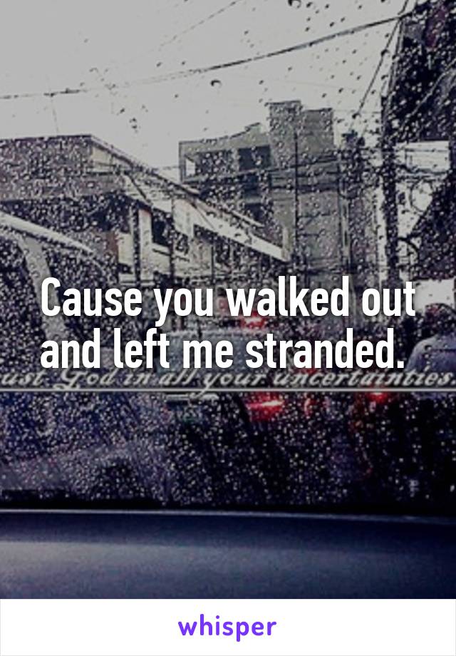 Cause you walked out and left me stranded. 