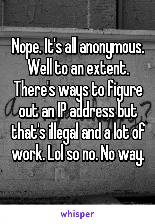 Nope. It's all anonymous. Well to an extent. There's ways to figure out an IP address but that's illegal and a lot of work. Lol so no. No way. 
