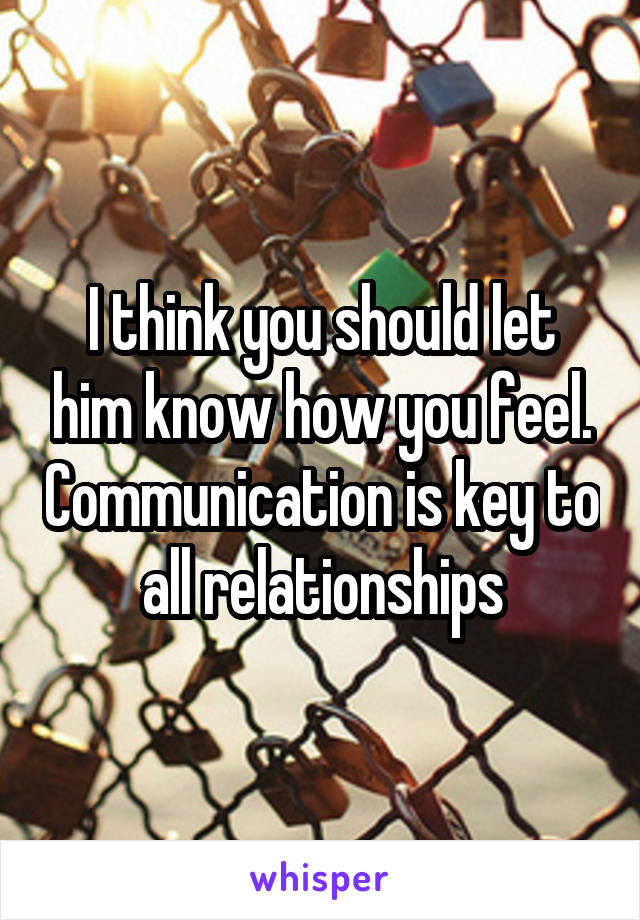 I think you should let him know how you feel. Communication is key to all relationships