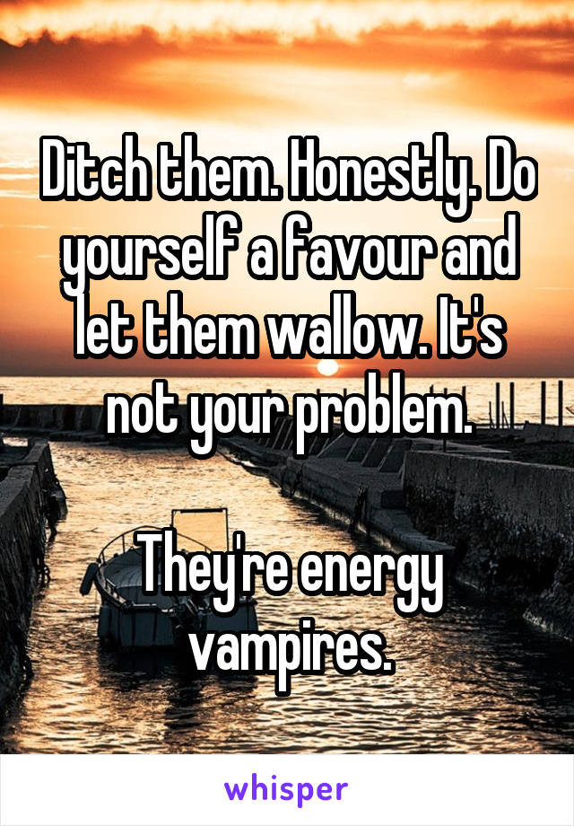 Ditch them. Honestly. Do yourself a favour and let them wallow. It's not your problem.

They're energy vampires.