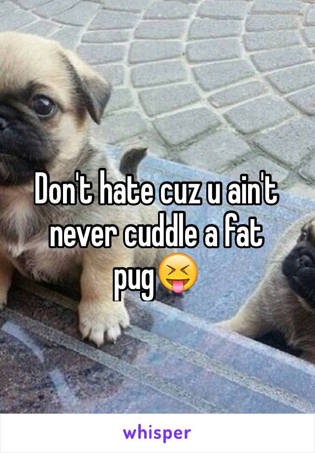 Don't hate cuz u ain't never cuddle a fat pug😝