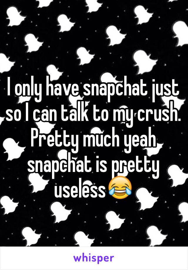 I only have snapchat just so I can talk to my crush. Pretty much yeah snapchat is pretty useless😂