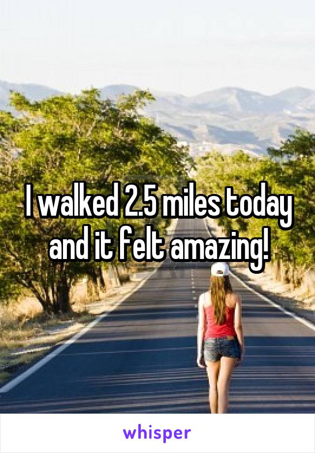 I walked 2.5 miles today and it felt amazing!