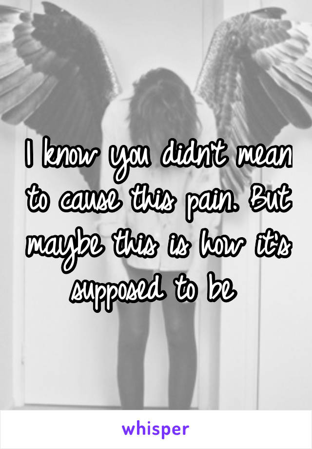 I know you didn't mean to cause this pain. But maybe this is how it's supposed to be 